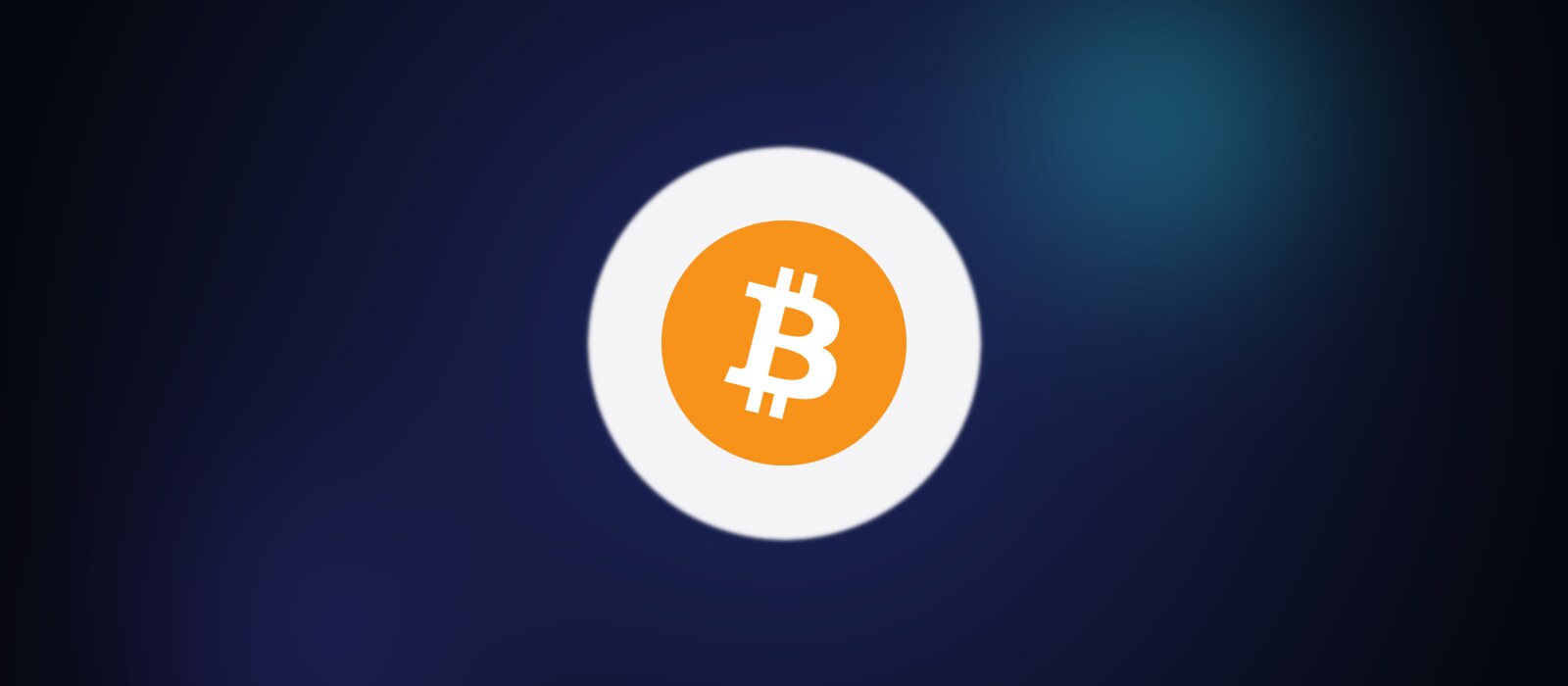 Official Bitcoin logo on a dark indigo Cometcoin review cover