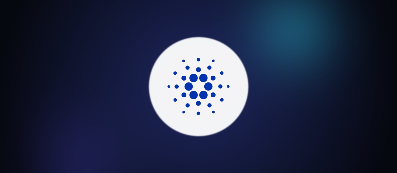 Official Cardano logo on a dark indigo Cometcoin review cover
